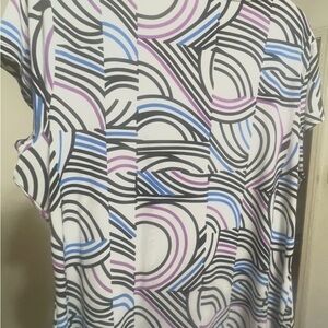 Worthington Black, Purple, and Blue Abstract Blouse